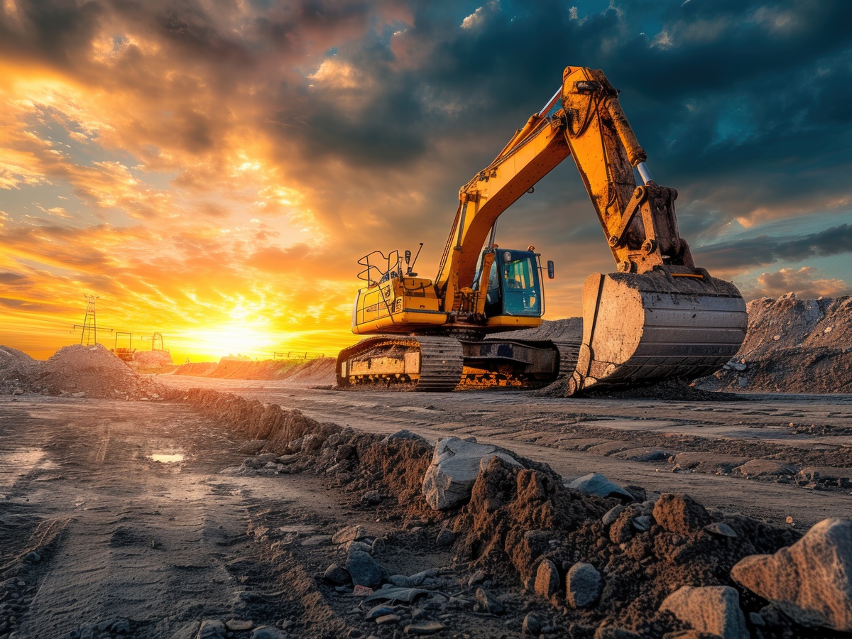 Heavy mining equipment operating at a mineral extraction site